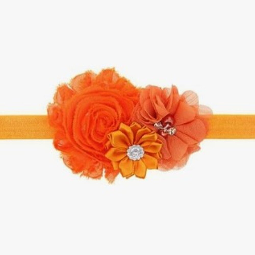 ORANGE RHINESTONE FLOWER PRINCESS HEADBANDS HALLOWEEN THANKSGIVING FALL